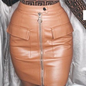 Rebellious Fashion Faux Leather Utility Skirt